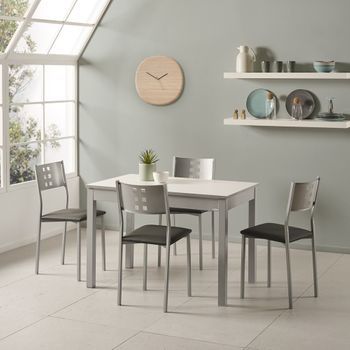 Mesa Extensible Atenas Armazón Estructura Aluminio Encimera Laminado Blanco 110 - 70 (ancho) X 76 Cm (alto) X 70 Cm (fondo)