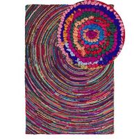 alfombra multicolor de algodon 140 x 200 cm rectangular patron abstracto tejida a mano boho malatya