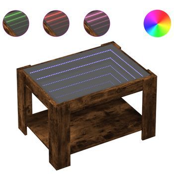 Mesa De Centro，mesa Auxiliar，mesita De Centro Y Led Madera Ingeniería Roble Ahumado 73x53x45cm