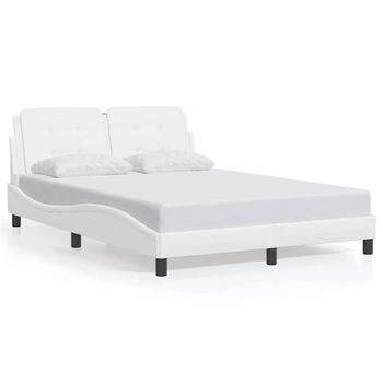Estructura De Cama Sin Colchón Zadar Cuero Sintético Blanco 140x200cm Vidaxl