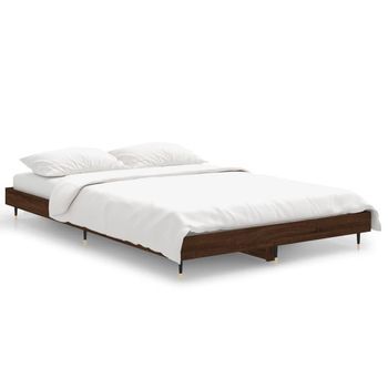 Estructura De Cama Madera Contrachapada Marrón Roble 120x190 Cm Vidaxl
