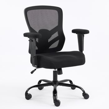 Silla De Oficina Ergonómica Negra Con Altura Ajustable, Soporte Lumbar Y Malla Transpirable