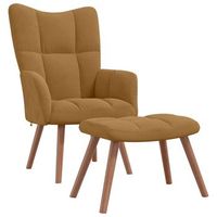 sillon de relax con taburete terciopelo marron vidaxl