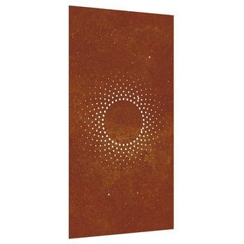 Adorno De Pared De Jardín Acero Corten Diseño Sol 105x55 Cm Vidaxl