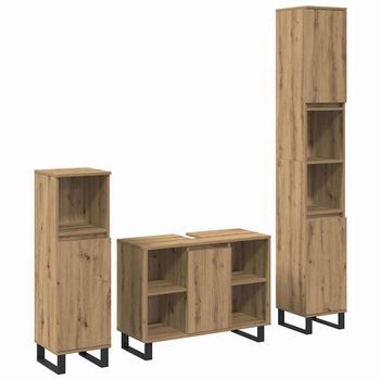 Juego De Muebles De Baño 3 Uds. Marrón 30 X 30 X 180 Cm Vidaxl