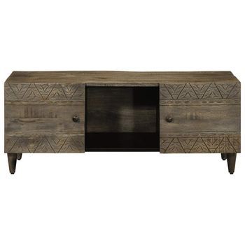 Mesa De Centro，mesa Auxiliar，mesita De Centro Madera Maciza De Mango Gris Claro 100x54x40 Cm