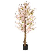 planta artificial en maceta verde negro material hojas de plastico rosas 150 cm interior sakura