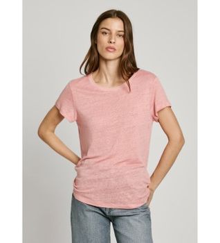 Pepe Jeans para mujer. PL506049 Camiseta De Manga Corta Megan rosa (S), Casual, Algodón, Sostenible