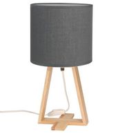 forlight nuts - 2 uds lampara de mesa de estilo nordico para mesita de noche de madera natural y textil de color gris e27