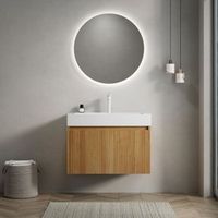 mueble de lavabo - mueble de bano - contrachapado y resina - madera y blanco 70x46x50cm
