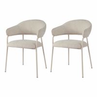 conjunto de 2 sillas de comedor blanco perla en tela