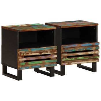 Mesitas De Noche 2 Uds De Madera Maciza Reciclada 40x34x46 Cm Vidaxl