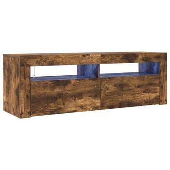 Mueble De Tv Con Luces Led Color Roble Ahumado 120x35x40 Cm Vidaxl