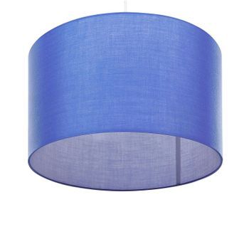 Lámpara De Techo Azul Pantalla De Tambor De Tela 1 Luz Cable Blanco Clásico Dulce