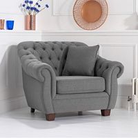 lilly chesterfield grey linen fabric armchair