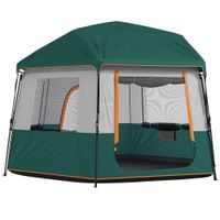 outsunny tienda de camping para 4-6 personas estable 3000mm impermeable tienda familiar con cubierta superior desmontable proteccion uv30 verde