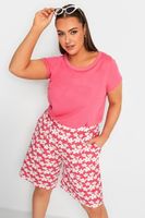 yours bermudas blancas y rosas de flores mujer curvy y tallas grandes yours