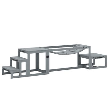 PawHut Set de Agility para perros 3 piezas Equipo de agility con puente, escalera, plataforma, madera de abeto, 117 x 50 x 56 cm, Gris   Aosom España