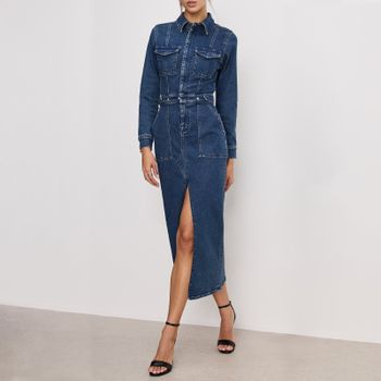 Good American Fit For Success Denim Midi Dress - M