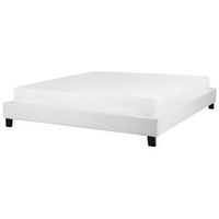 cama con somier sin cabecero tapizada de tela de poliester gris claro 180 x 200 cm roanne