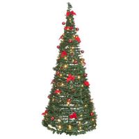 arbol de navidad artificial con luces led incorporadas y soporte metalico plegable 184 cm verde pineora