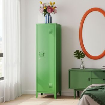 Casillero Metálico Kurikka Con 3 Compartimientos Acero 137x38x38 Cm - Verde Manzana [en.casa]