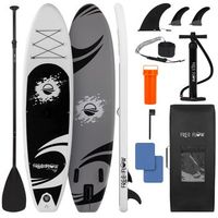 tabla paddle surf hinchable paddle board cubierta antideslizante aleta inferior para remar estuche para guardar serenelife modelo slsupb08 pvc 10 x 30 x 6 gris y negro