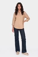 camisa oxford con strass en la parte delantera mocha mousse