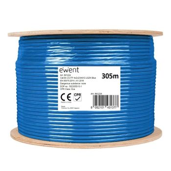 Bobina Cable de Red Ewent Cat6A U/UTP LSZH Azul 305 m