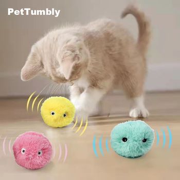 Juguetes inteligentes para gatos, pelota interactiva de felpa, juguete de entrenamiento eléctrico con hierba gatera, sonido táctil, producto para mascotas, pelota de juguete con chirrido, suministro