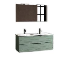 mueble de bano con espejo de doble lavabo 5 piezas en mdf verde salvia