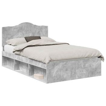 Estructura De Cama Concreto 120 X 190 Cm Madera De Pino Macizo