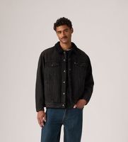 levis para hombre a5784-0055 chaqueta relaxed fit sherpa trucker negro s casual algodon