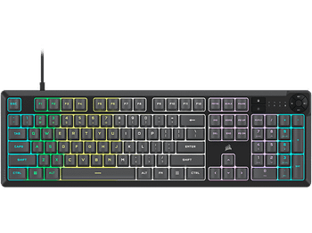 Teclado gaming - Corsair K55 Core, Con cable, Iluminación LED RGB, 4 teclas multimedia, Dark Grey