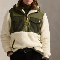 polo ralph lauren curly hi-pile half-zip jacket - s