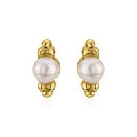 pendientes de perlas para mujer de plata 925 banada en oro