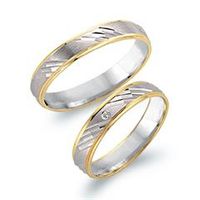 alianzas 14 quilates oro amarillo-blanco con diamante