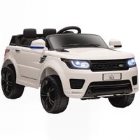homcom coche electrico infantil para 3-6 anos con control remoto con 2 motores mando a distancia 110x68x52 cm bateria 12v blanco   aosom espana