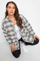 yours camisa amplia blanca de algodon con cuadros grises mujer curvy y tallas grandes yours