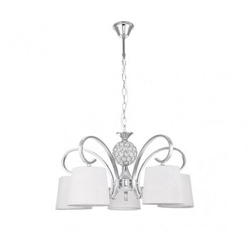 Lampara bogota 5xe14 cromo pantalla blanca regx57x57 cm