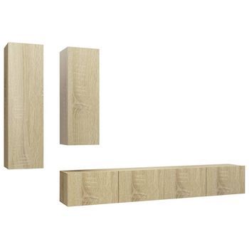 Juego De 4 Uds Muebles Tv | Mueble De Salón | Armario Tv Roble Sonoma