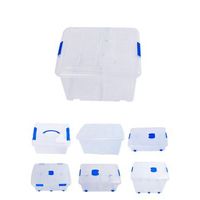 jardin202 - cajas de almacenaje ordenacion de plastico transparentes con tapa azul  con y sin ruedas  ropa libro  juguestes  pack 6 uds 35l  pack 6 uds 35ljardin202