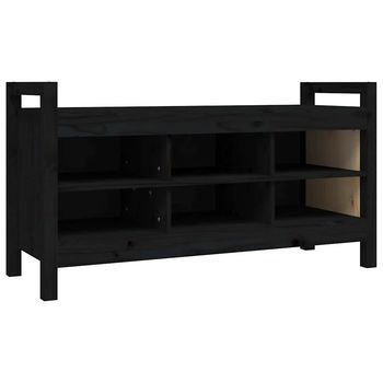 Banco Interior | Banco De Recibidor Madera Maciza De Pino Negro 110x40x60 Cm