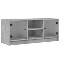 mueble tv  mueble de salon  armario tv con puertas de vidrio gris hormigon 102x37x42 cm