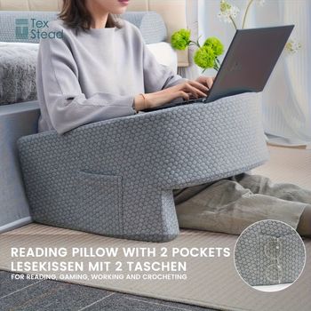 Almohada de lectura para juegos, almohada extra grande para reposabrazos para adultos, almohada de descanso de cama de espuma viscoelástica para leer, trabajar, con Rem, 1 unidad