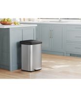 cubo de basura 50 l con pedal de acero inoxidable plata y negro