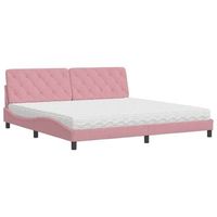 cama con colchon terciopelo rosa 200x200 cm vidaxl