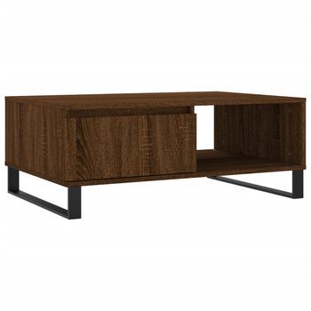 Mesa De Centro 90x60x35 Cm Madera Trabajada Y Hierro - Marrón