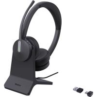 auriculares yealink bh70 dual inalambricos usb-ca para oficina con cancelacion de ruido y microfono con base de carga negros