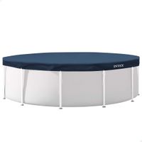 intex - cobertor para piscina redonda azul oscuro agujeros de drenaje cordon agarre voladizo 20 cm funda de piscinas lona para colocar piscina cubre piscinas redonda